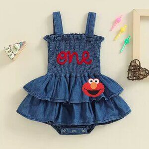 Denim Blue Kids One Piece with Elmo Design